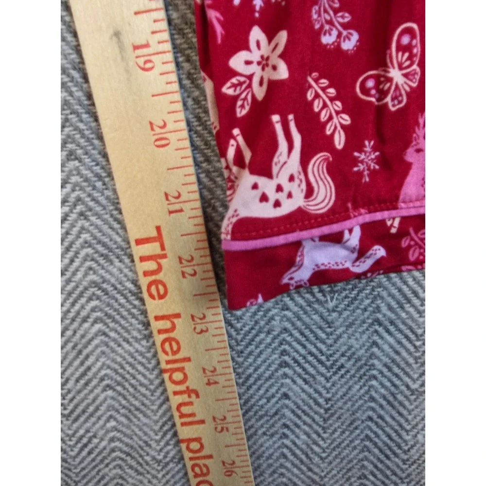 Holiday Time Girls Red Unicorn Deer Pajama Pants Size L 10-12 Wide Leg Sleepwear